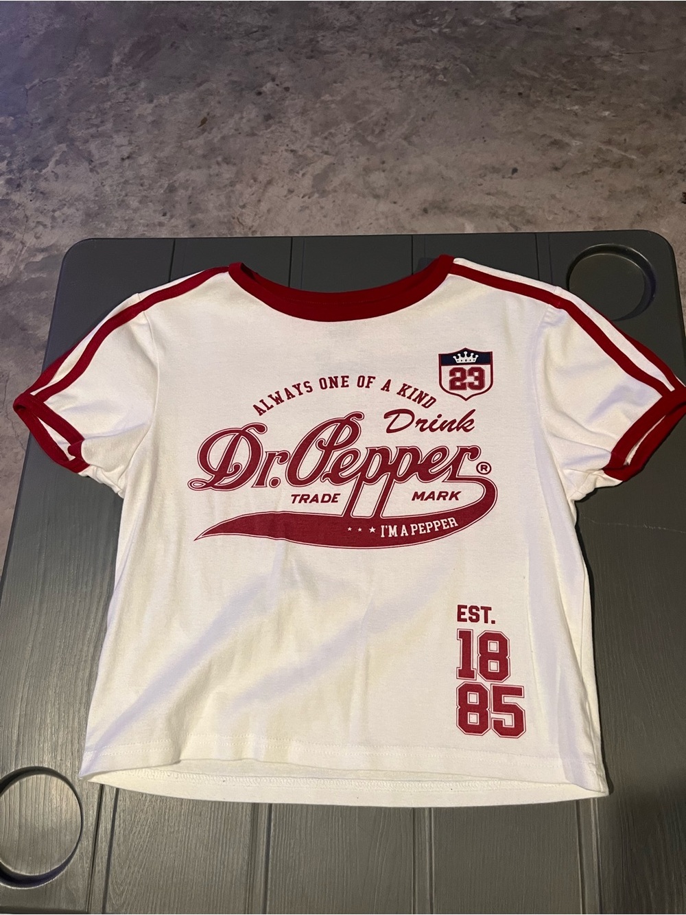 Dr Pepper Girls' White & Red Graphic Ringer Tee